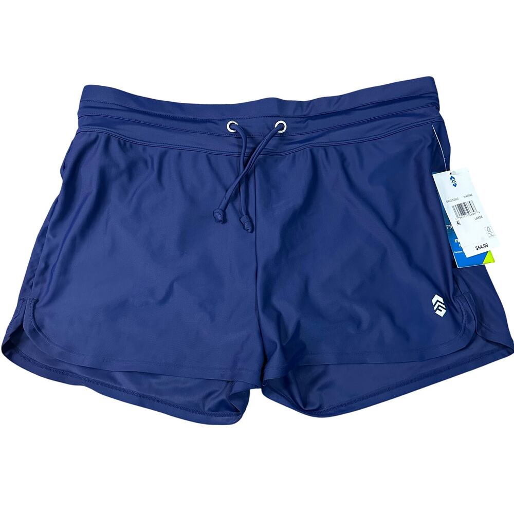 FREE COUNTRY Women's Drawstring Swim Short Size L In Marine